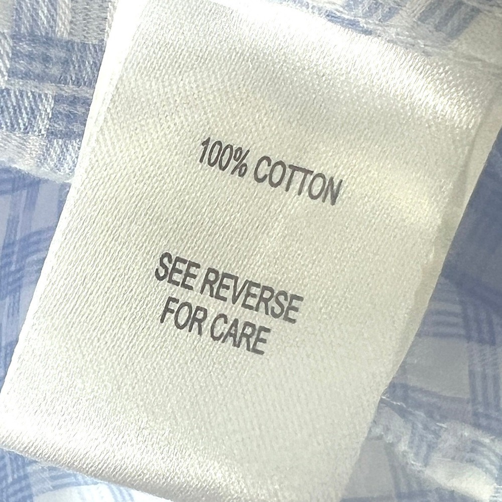 Johnston & Murphy Button Down Shirt Mens XXL Blue White Tailored Fit Geometric - Picture 8 of 13
